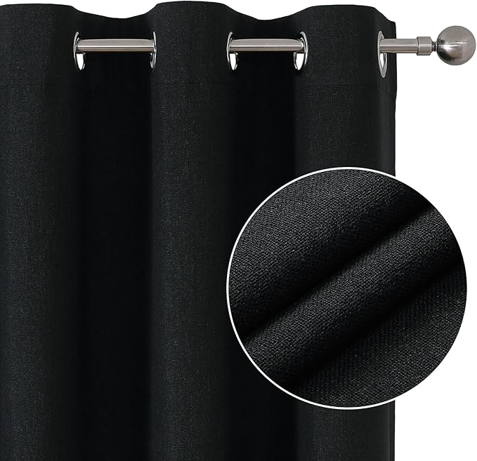 Joydeco Custom Charcoal Grey Textured Total Blackout Curtain for Bedroom and Living Room. Grommet Textured Thermal Insulated Room Darkening Curtain 1 Panel (Custom Size and Color)