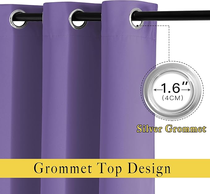 NICETOWN Blackout Curtain Panels 95" L - Window Treatment Energy Saving Thermal Insulated Solid Grommet Blackout Drapes for Living Room (Lilac Purple, 1 Pair, 80 by 95-Inch)