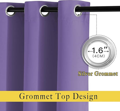 NICETOWN Blackout Curtain Panels 95" L - Window Treatment Energy Saving Thermal Insulated Solid Grommet Blackout Drapes for Living Room (Lilac Purple, 1 Pair, 80 by 95-Inch)