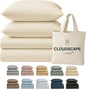 Cloud Scape Linen 100% Egyptian Cotton King Sheets Set – 400 Thread Count, 4-Piece Soft Hotel Quality Bedding Set,Deep Pockets up to 16”, Ivory