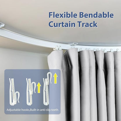 Room Divider Ceiling Mounted Curtains Track Sets Extra Wide Blackout Curtain Flexible Tracks for Bedroom Privacy Partition Separator, 1 Panel White Drape and White Rail, W12.5 x H8ft