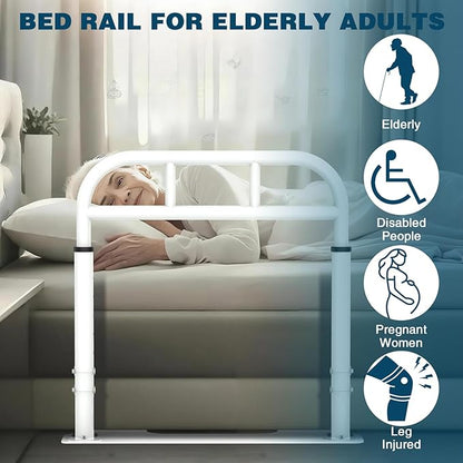 THOOUM Bed Rail for Elderly Adults Safety, Heavy Duty Bed Rail with 6 Adjutsable Heights, Bed Assist Rail for Seniors, Twin, Queen, King Size Bed (400 LBS Loading, White)