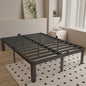 16 Inch Bed Frame Queen Size with Metal Gaskets, Black Queen Platform Bed Frame No Box Spring Needed, Heavy Duty Steel Support, Round Corner Design, Storage Space, Noiseless, Easy Assembly