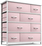 Sorbus Dresser with 8 Drawers - Furniture Storage Chest for Kid’s, Teens, Bedroom, Nursery, Playroom, Clothes, Toys - Steel Frame, Wood Top, Fabric Bins (Pink)