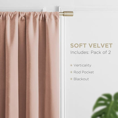 Joydeco Candy Pink Velvet Curtains 84 Inches 2 Panels, Luxury Thermal Insulated Soft Pink Curtains for Bedroom & Living Room, Room Darkening Velvet Drapes, Rod Pocket (52W x 84L)