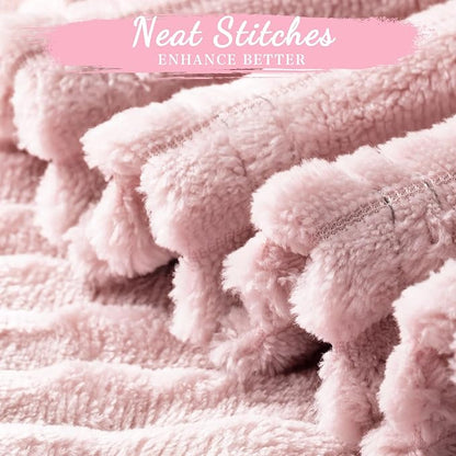 Buryeah Flannel Throw Blanket Bulk 50 x 60 in Sleepover Blanket Outdoor Wedding Throw Lightweight, Oeko-tex Standard 100 Certified for Sofa Homeless Gifts(Light Pink)
