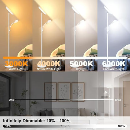 Floor Lamp,Upgraded 42W/4200LM Super Bright Floor Lamp,2-in-1 LED Dimmable Standing Lamp with Reading Light,Tall Standing Lamp with Stepless Dimmable,Modern Floor Lamps for Living Room,Bedroom,Office