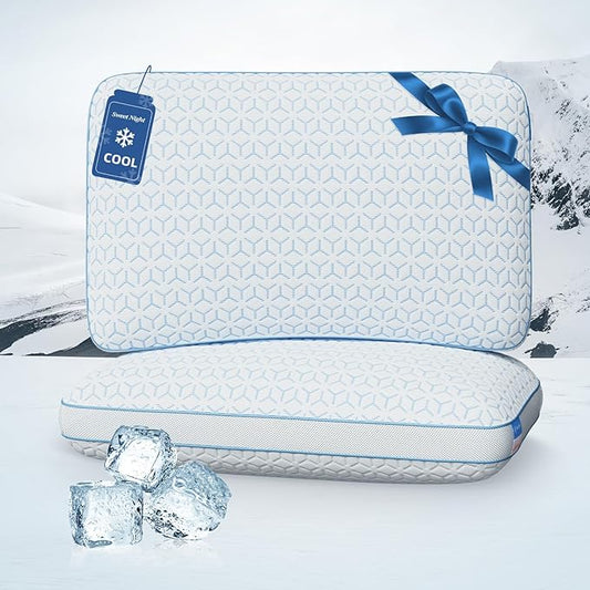 Sweetnight Cooling Pillows King Size Set of 2, Shredded Memory Foam Pillows 2 Pack for Hot Sleepers, Cold Bed Pillows for Sleeping, Washable with Removable Cover, Cool Night