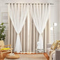 Star Blackout Curtains for Bedroom - Cream & Ivory, 96 Inches Long 2 Panel Set, 52 X 96 Inches