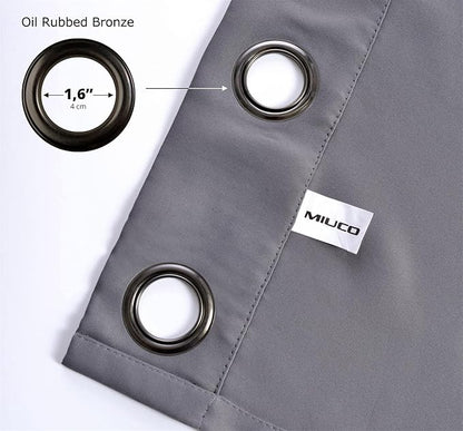 MIUCO 1 Pair Thermal Insulated Grommet 52-Inch-by-84-Inch Blackout Window Curtain Panels with 2 Tie Backs, Dark Grey