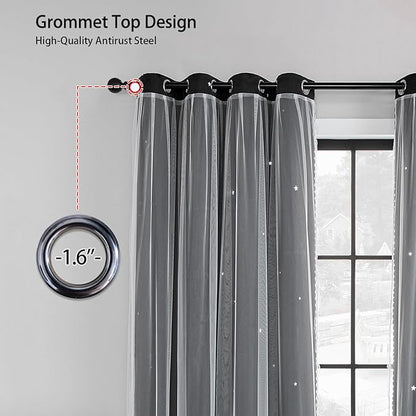 XiDi Room Darkening Curtains 84 inches Long, Black Out Curtains for Bedroom Windows, Unicorn Curtains for Kids Room, Blackout Curtains for Living Room 84 inchs Length 52 inches Wide 1 Panel Black