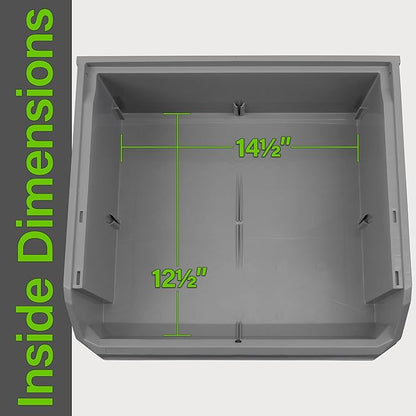 Plastic Containers for Organizing and Storage Bins for Closet, Kitchen, Office, Garage or Pantry Organization, Stackable Bins, Extra Large (14.8" x 16.5" x 7"), 4-Pack, Black