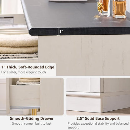 ACCOHOHO Arched Dresser for Bedroom with 6 Drawers, 47.3" Wide Modern Chest of Drawers with Rounded Edge & Metal Handles, Wood Storage Closet Dressers TV Stand for Living Room, Hallway, White