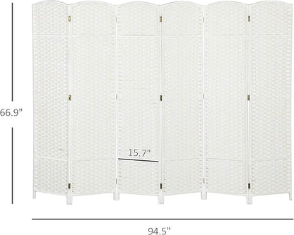 HOMCOM Room Divider, 6 Panel Folding Privacy Screen, 5.6' Tall Freestanding Wall Partition for Home Office, Bedroom, White