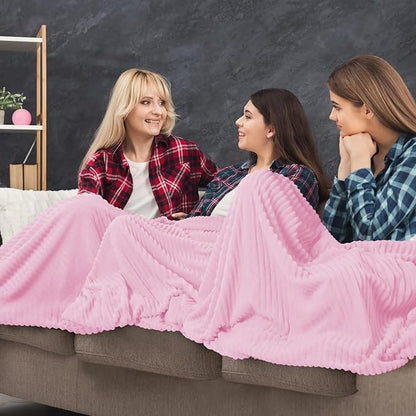 Buryeah 6 Pcs Flannel Throw Blanket Bulk 50 x 60 in Sleepover Blanket Outdoor Wedding Throw Lightweight, Oeko-tex Standard 100 Certified for Sofa Homeless Gifts (Pink)
