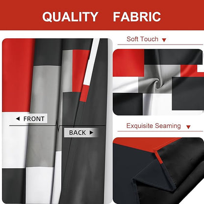 Red Black 100% Blackout Curtains for Bedroom 96 inch Length 2 Panels Set White Grey Modern Abstract Geometric Black Out Curtains Insulated Room Darkening Window Drapes for Living Room, 42Wx96L