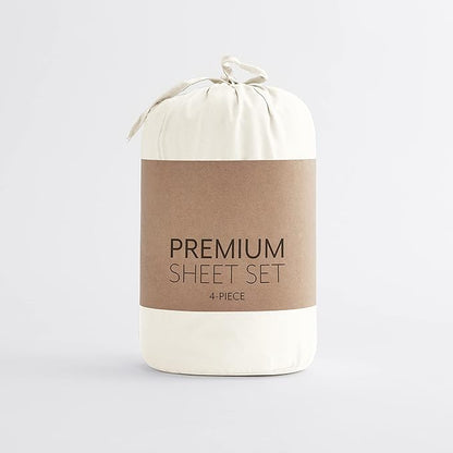 Linen Market Double-Brushed Microfiber Twin XL Sheet Set 3 Piece – Oeko-TEX Certified Ultra Soft & Wrinkle-Free - 16" Deep Pocket Sheets - Easy Care Twin XL Size - Ivory