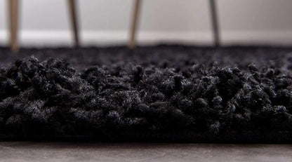 Unique Loom Solid Shag Collection Area Rug (2' 6" x 13' 1" Runner, Jet Black)