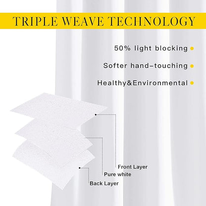 NICETOWN White Kitchen Curtains 36 inches Long, Modern Design Solid Grommet Thermal Insulated Window Treatments for Basement & Cafe, 2 Panels, W52 x L36