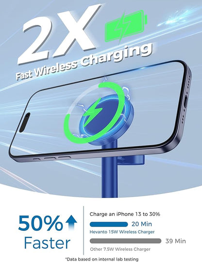 2026 3 in 1 Wireless Charging Station for Apple MagSafe Charger, 15W Fast Magnetic Mag-Safe Charger Stand for iPhone 17 16 15 14 13 12 iWatch AirPods 2 Pack (Adaptor Not Included)