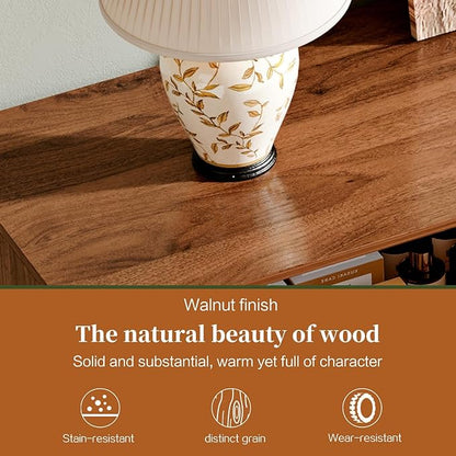 Modern Chest of Drawers with 9 Drawers,Deep Drawers,Clothes Organizer,Large Storage Cabinet for Living Room, Bedroom,Hallway,with Anti-Tipping Device, Walnut.