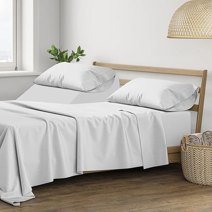 THREAD SPREAD 100% Cotton Split King Sheets for Adjustable Bed - 400 Thread Count 5 PC Sateen Split Sheet Set, Soft, Cooling Cotton Sheets, 16" Deep Pocket Split King Bed Sheet (Silver Grey)
