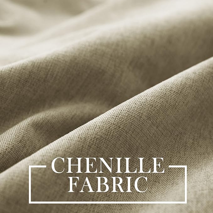Macochico 100% Blackout Chenille Curtains for Living Room Classic Chenille Window Curtain Panels Thermal Drapes for Bedroom Hotel Grommet Curtains with Tieback Soil Brown 84" Wx96 L 1 Panel