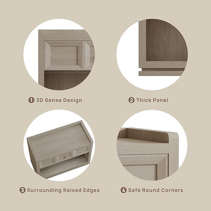 SICOTAS 31" Wide Nightstands Set of 2, Large Night Stands with Drawer, Oversized King Size Nightstand Bedside Table for Bedroom, Farmhouse End Side Table Set of 2 with Round Corners,Grey White Oak