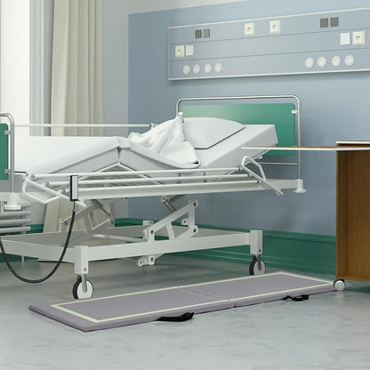 Winado Fall Mat for Elderly, 68" x 23" Bi-Fold Floor Mat Bedside Anti-Slip Protection Standing Safety Mats Reduce Risk for Elderly, Patients, Home or Hospital Care, Grey