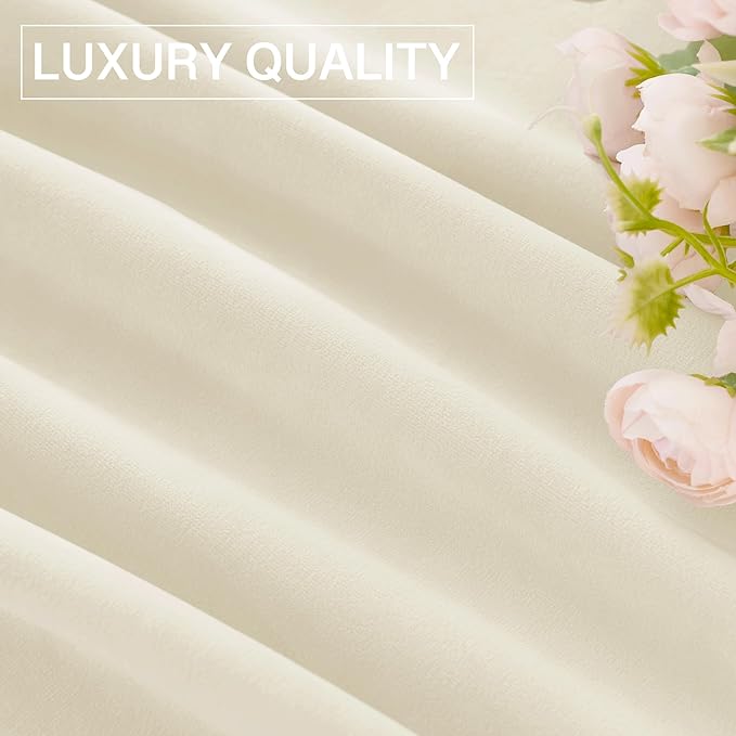 StangH Ivory Curtains for Kids Bedroom White Velvet Light Dimming Privacy Window Drapes for Office Dining Room Elegant Backdrops for Party Decoration, W52 x L94, 2 Panels
