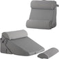 Bedluxe Adjustable 4pcs Bed Wedge Pillow Set, Memory Foam Wedge Pillows Post Surgery for Back, Neck, Leg Pain Relief, Pillow Wedge for Sleeping, Sitting up in Bed, Acid Reflux and GERD, Grey