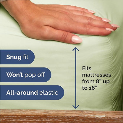 King 6 Piece Sheet Set - Cooling, Comfy & Breathable - Hotel Luxury Bedding, Includes Fitted Sheet for Women, Men, Kids & Teens - 1 Flat, 1 Fitted Sheet, 4 Pillowcases with Deep Pockets - Light Sage