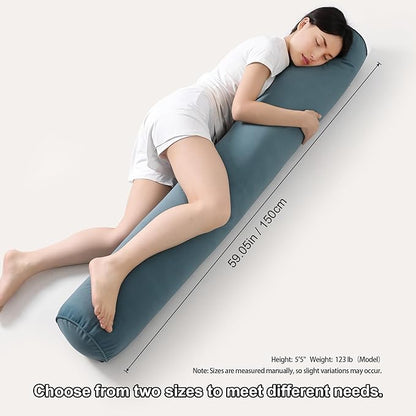 Long Round Body Pillow for Adults – Bolster Pillow for Bed, Cervical Roll Pillow, Firm Support for Sleeping,59 x 7.87 Inches,Slate Blue