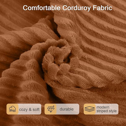 MeMoreCool Stuffed Pouf Ottoman Foot Rest Square, Corduroy Floor Pouf Foot Stool with Foam Chunk Filling, Soft Stuffed Ottoman Footrest for Living Room, Coffee