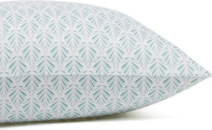 Amazon Basics Lightweight Super Soft Easy Care Microfiber 4 Piece Comfortable Bed Sheet Set With 14" Deep Pockets, Full, Aqua Fern, Printed