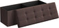 SONGMICS MAZIE Collection - 43 Inches Folding Storage Ottoman Bench, Ottoman Foot Rest, End of Bed Bench, Storage Chest, Load 660 lb, for Living Room, Bedroom, Entryway, Brown ULSF77BR
