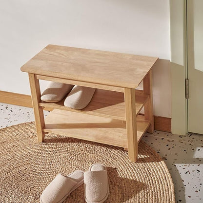 XKZG Storage Bench Wooden Shoe Rack Bench Simple Style Wood Entryway Bench (Natural,23.6")