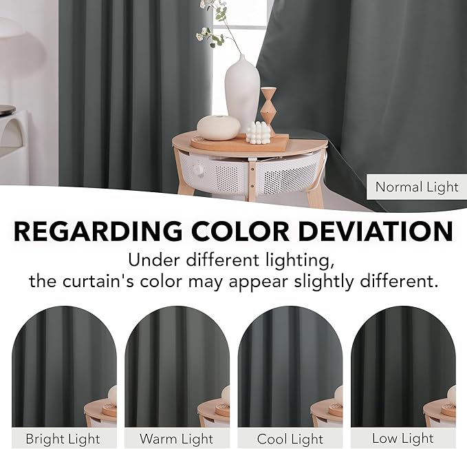 Deconovo Long Blackout Patio Door Curtains Back Tab and Rod Pocket Thermal Insulated Room Darkening Curtains for Window 52Wx108L Inch Dark Grey 2 Panels