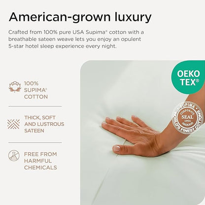 Threadmill Supima King Size Sheets, 1200 Thread Count, 4 Piece American Luxury Bed Sheets for King Mattress, 5 Star Hotel Quality Cotton Sheets with Elasticized Extra Deep Pocket, Seaglass