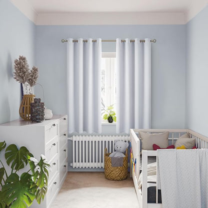 BGment Greyish White 100% Blackout Curtains for Bedroom 63 Inch Length 2 Panels Set, Thermal Insulated Full Light Blocking Grommet Noise Cancelling Window Curtains for Nursery, 52 Inch Wide Each