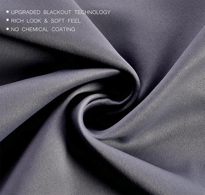 MIUCO 1 Pair Thermal Insulated Grommet 52-Inch-by-63-Inch Blackout Window Curtain Panels with 2 Tie Backs, Dark Grey