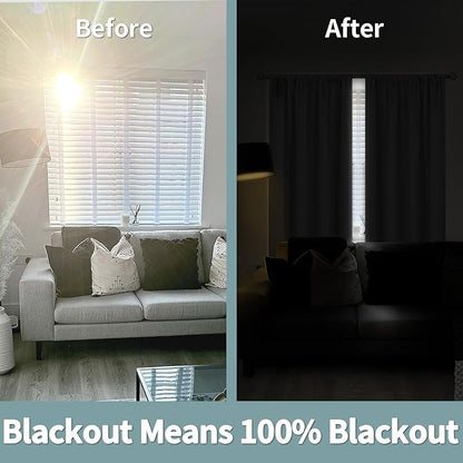 BGment 100% Blackout Curtains for Bedroom 54 Inch Length 2 Panels, Thermal Insulated Room Darkening Curtains Rod Pocket Soundproof Bedroom Living Room Window Curtains, Dove Grey, Each 42 Inch Wide