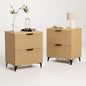 Royal Windsor Small Fluted Nightstand Set of 2 with 2 Drawers, Side End Table, Small Accent Storage Cabinet,Modern Night Stand Bedside Table for Bedroom Full Size Bed,Natural Oak