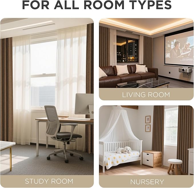 Joydeco Blackout Curtains for Bedroom - 108 Inch Long 100% Light Blocking 2 Panels Cappuccino Drapes, Thermal Insulated Room Darkening Curtains, Linen Textured for Living Room, Rod Pocket & Back Tabs