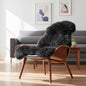 Super Area Rugs Black Sheepskin Rug Genuine Single 2x3ft Pelt Fluffy Fur Seat Cushion and Chair Cover