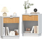 CMFYDAILY Fluted Night Stand Set 2, Large Wood Bedside Table Set of 2 Nightstands Set of 2 with Drawer and Storage Shelf for Bedroom, Small Spaces