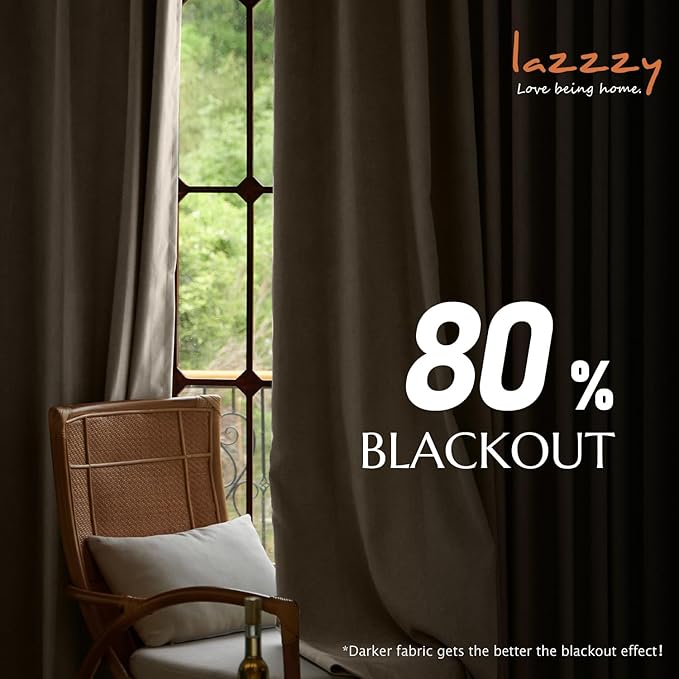 Lazzzy Cream Blackout Velvet Curtains 96 Inches Long Thermal Insulated Room Darkening Curtain Drapes Luxury Back Tab Window Treatments for Bedroom Living Room 2 Panels, 52 x 96 Inch, Latte