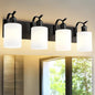 Black Vanity Light, 4-Light Bathroom Light Fixture, Modern Wall Sconce with Milk Glass, VL01BKW-4