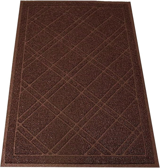 SlipToGrip Universal Door Mat, Plaid Design - Brown, 42 x 35 - Anti Slip, Durable and Washable, Outdoor, Indoor Floor Welcome Mat - Patio, Front Door, Dust Absorbent