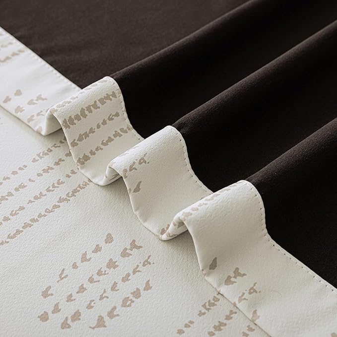 100% Boho Blackout Curtains 63 Inches Long for Bedroom, Taupe on Beige Patterned Bohemian Curtains for Living Room, Geometric Striped Thermal Insulated Window Drapes Gromment Top 2 Panels